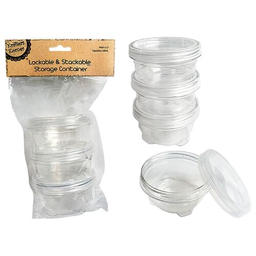 180ml Lockable Stackable Containers Pk3