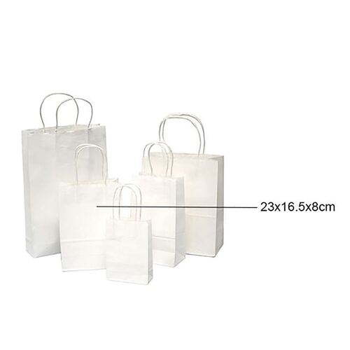 White Craft Paper Bags 16.5x23x8cm 3 Pack