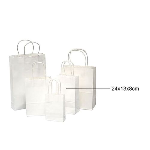 White Craft Paper Bags 13x24x8cm 3 Pack