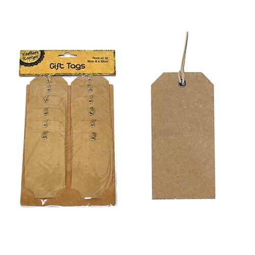 Gift Tags Natural Pk12 With Jute String
