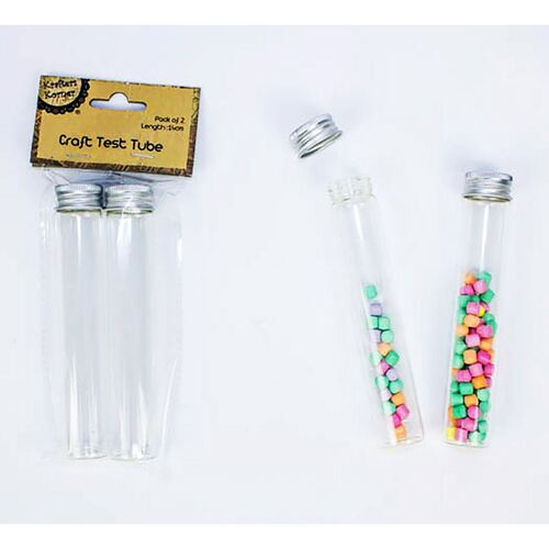 Craft Glass Test Tube With Aluminium Lid Pk2