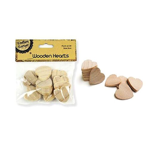 Wooden Hearts 3cm 10 Pack