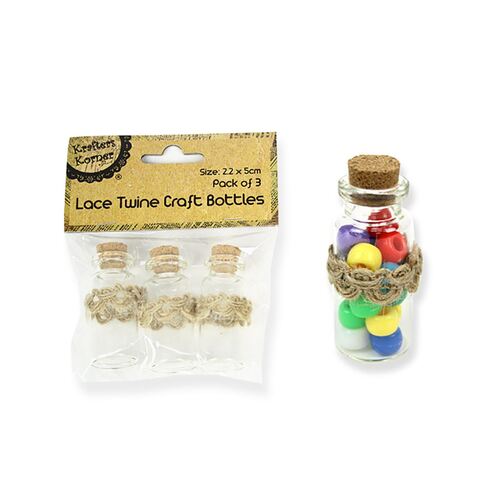 Lace Twine Craft Bottles Pk3