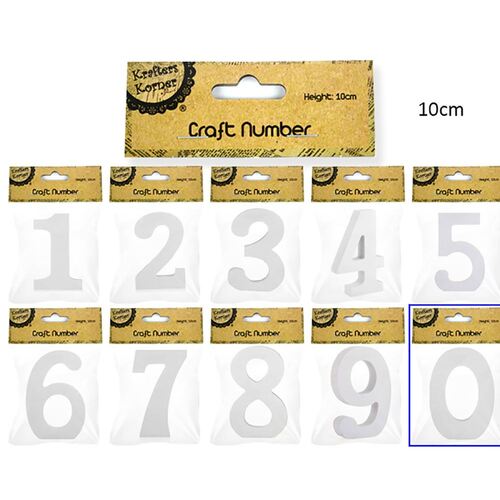 10cm White Numbers - 0