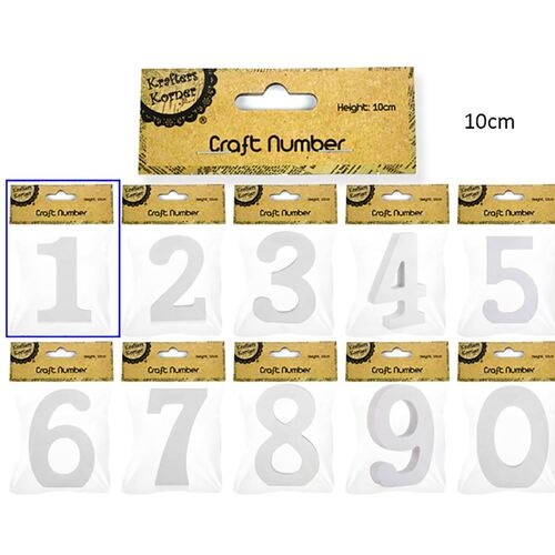 10cm White Numbers - 1