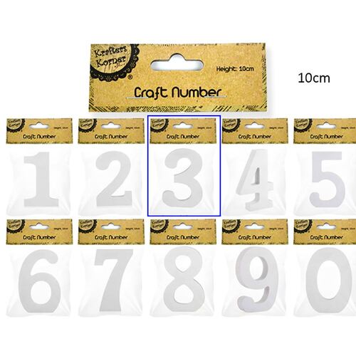 10cm White Numbers - 3