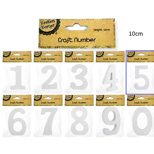10cm White Numbers - 5