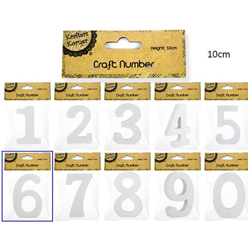 10cm White Numbers - 6