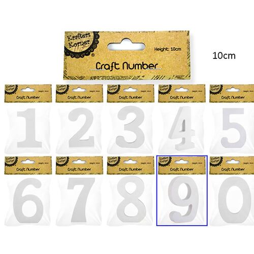 10cm White Numbers - 9