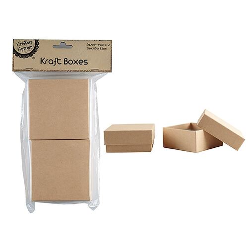 Square Paper Boxes - Brown Pk2