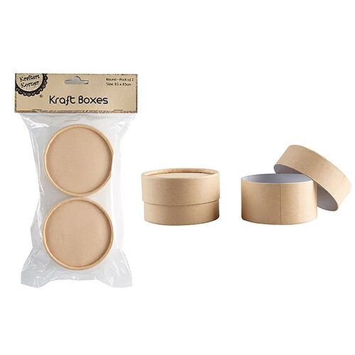 Round Paper Boxes - Brown Pk2