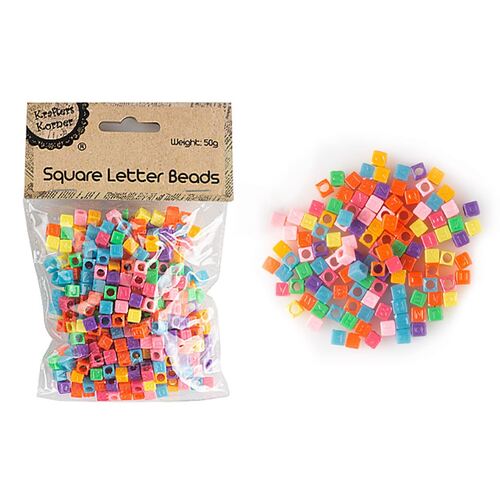 50g Square Letter Beads