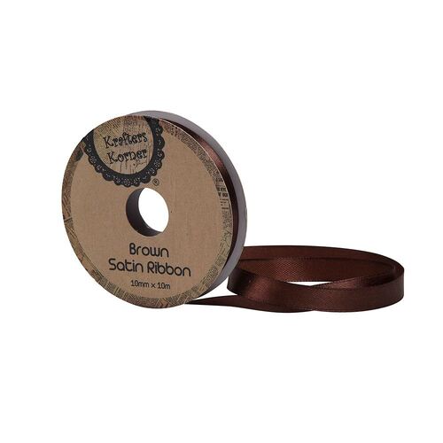 Satin Brown Ribbon 10mm X10m