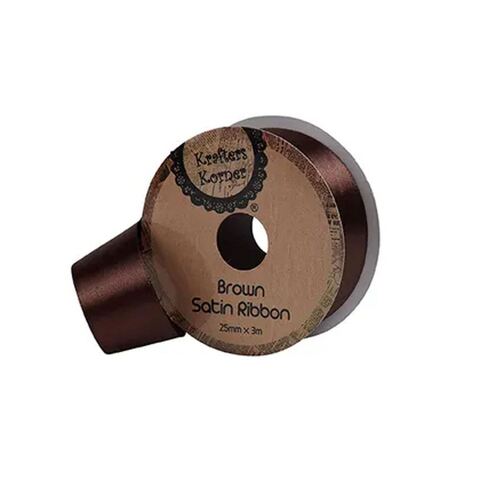 Satin Brown Ribbon 25mmx3m