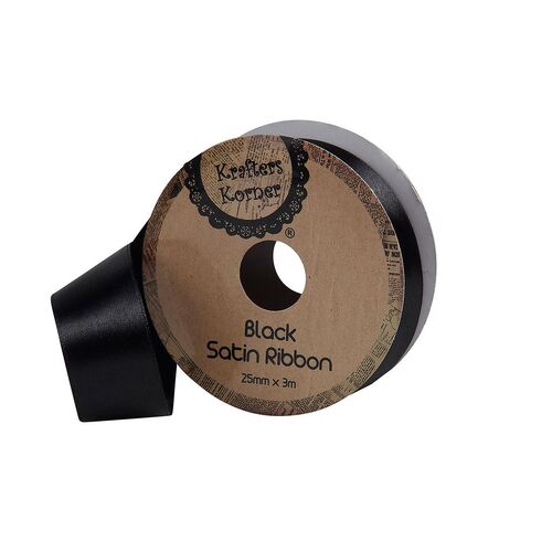 Satin Black Ribbon 25mmx3m