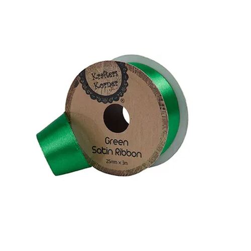 Satin Green Ribbon 25mmx3m