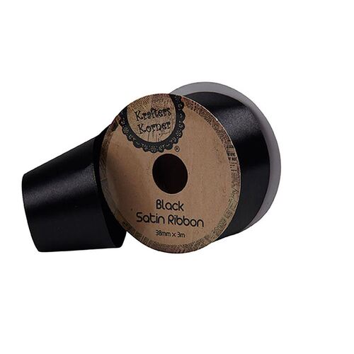 Satin Black Ribbon 38mmx3m