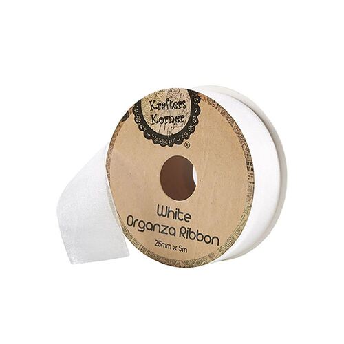 Organza White Ribbon 25mmx5m