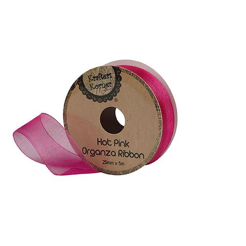 Organza Hot Pink Ribbon 25mmx5m