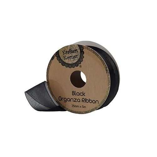 Organza Black Ribbon 25mmx5m