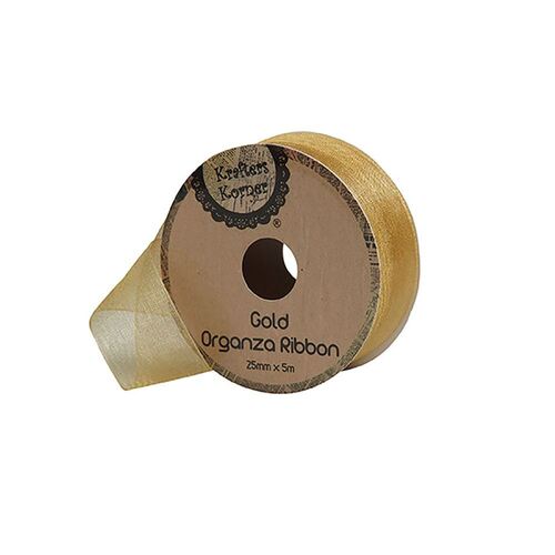Organza Gold Ribbon 25mmx5m