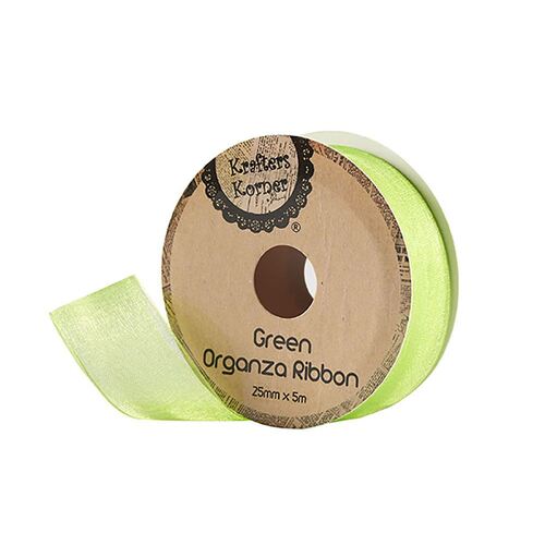 Organza Green Ribbon 25mmx5m