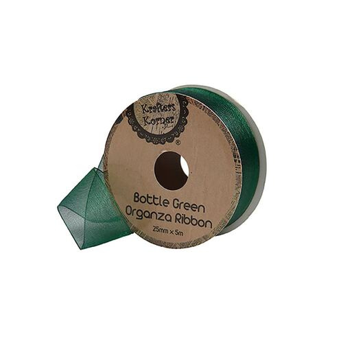 Organza Bottle Green Ribbon 25mmx5m