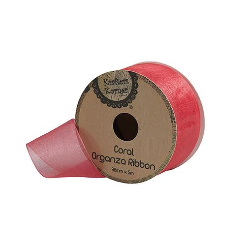 Organza Coral Ribbon 38mmx5m