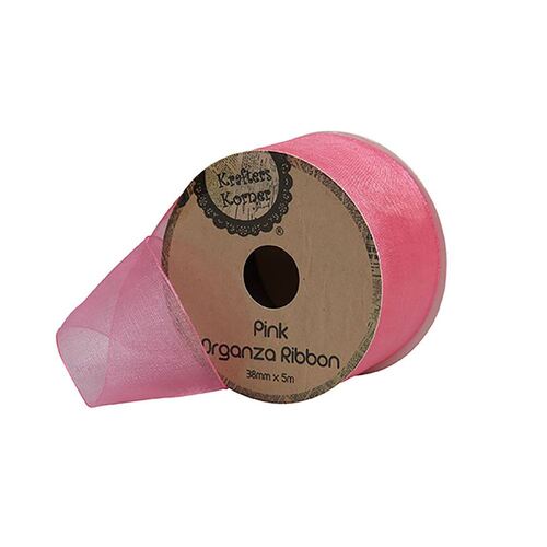Organza Pink Ribbon 38mmx5m