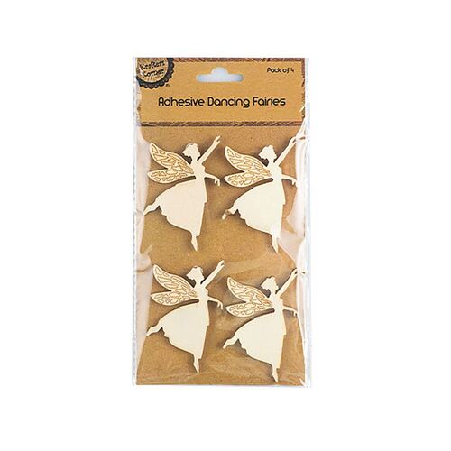 Wooden Dancing Fairy Adhesive Pk4