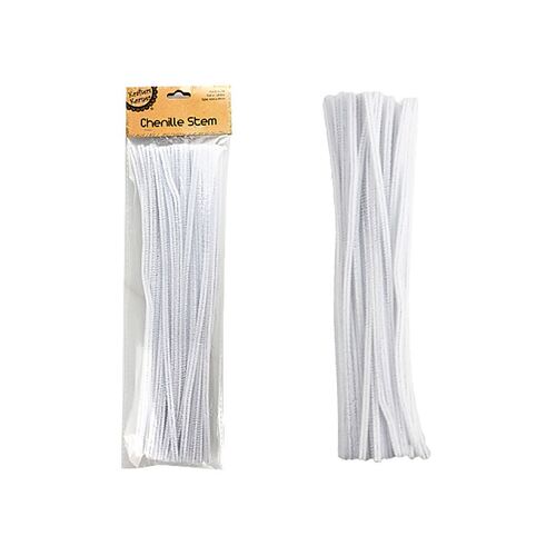 Chenille Stems-White Pk50