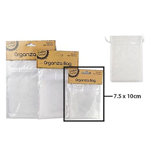 Organza Bag White 7.5x10cm 6 Pack