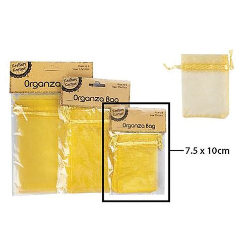 Organza Bag Gold 7.5x10cm 6 Pack