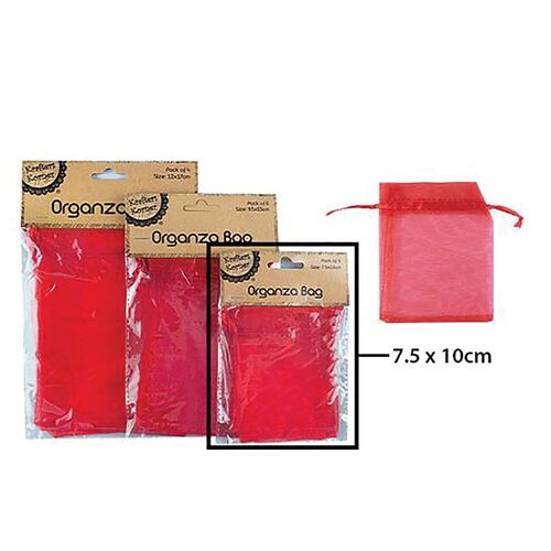 Organza Bag Red 7.5x10cm 6 Pack