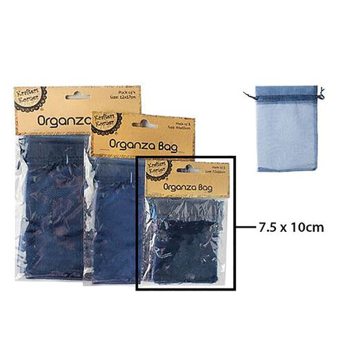 Organza Bag Navy 7.5x10cm 6 Pack