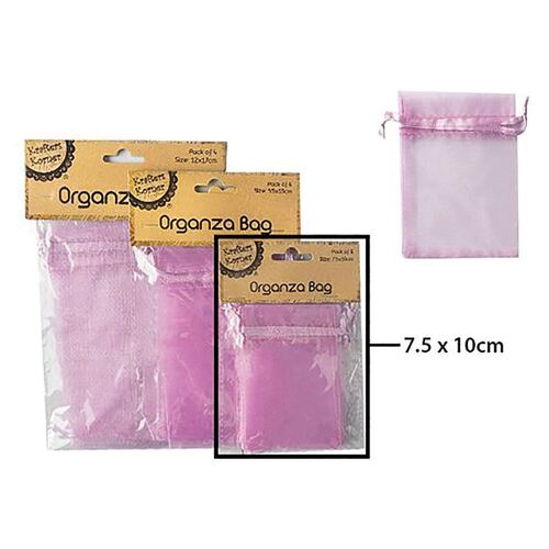 Organza Bag Lavende 7.5x10cm 6 Pack