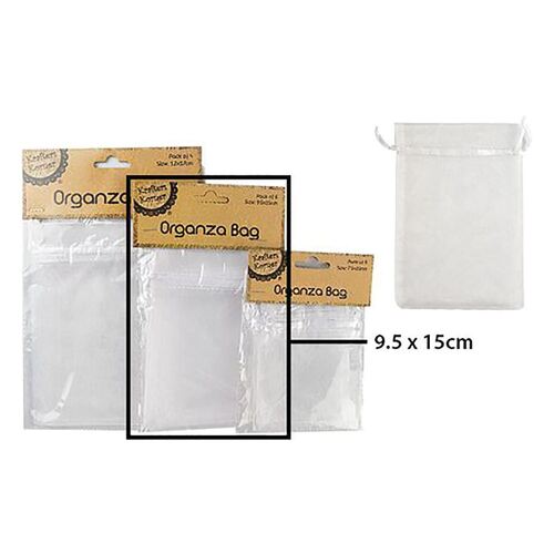 Organza Bag White 9.5x15cm 6 Pack