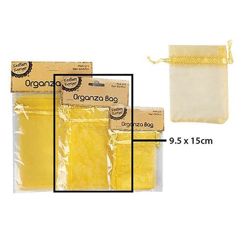 Organza Bag Gold 9.5x15cm 6 Pack