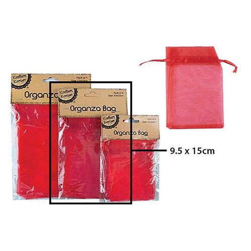 Organza Bag Red 9.5x15cm 6 Pack
