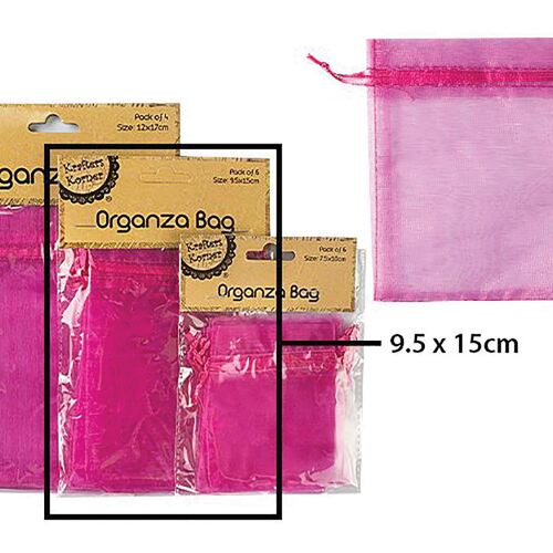 Organza Bagh Pink 9.5x15cm 6 Pack