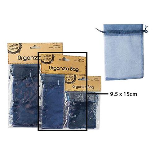 Organza Bag Navy 9.5x15cm 6 Pack