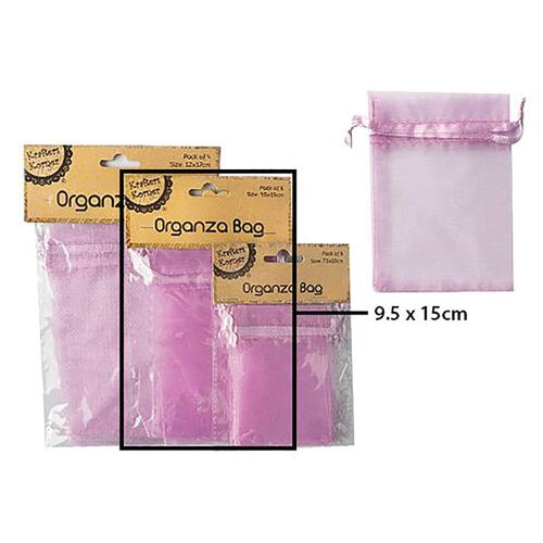 Organza Bag Lavende 9.5x15cm 6 Pack