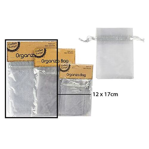 Organza Bag Silver 12x17cm 4 Pack