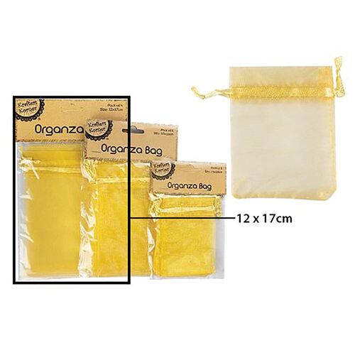 Organza Bag Gold 12x17cm 4 Pack