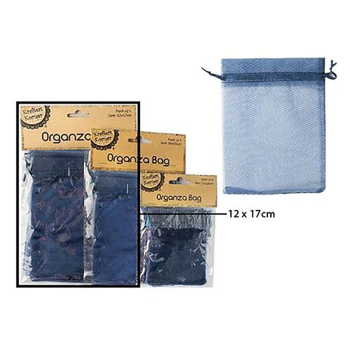 Organza Bag Navy 12x17cm 4 Pack
