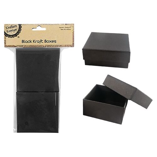 Square Paper Boxes Black Pk2