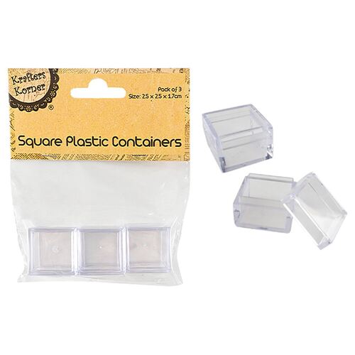 Square Plastic Containers Pk3