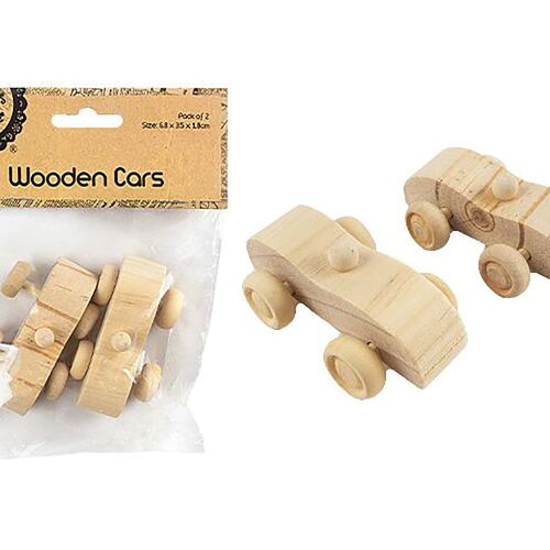 Natural Wood Cars 6.8 X 1.7 X 1.8cm 2 Pack