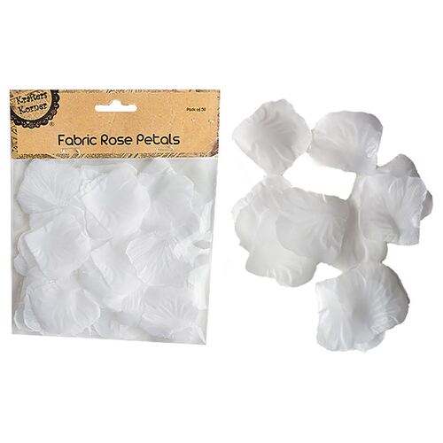 Fabric Rose White Petals Pk50
