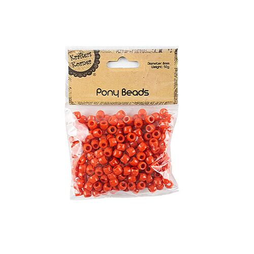 50g Red Pony Beads